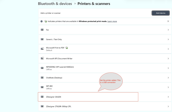 Printer showing up on windows